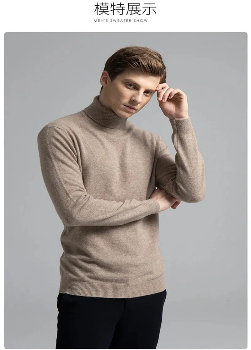 100% Pure Cashmere Wool Turtleneck Sweater