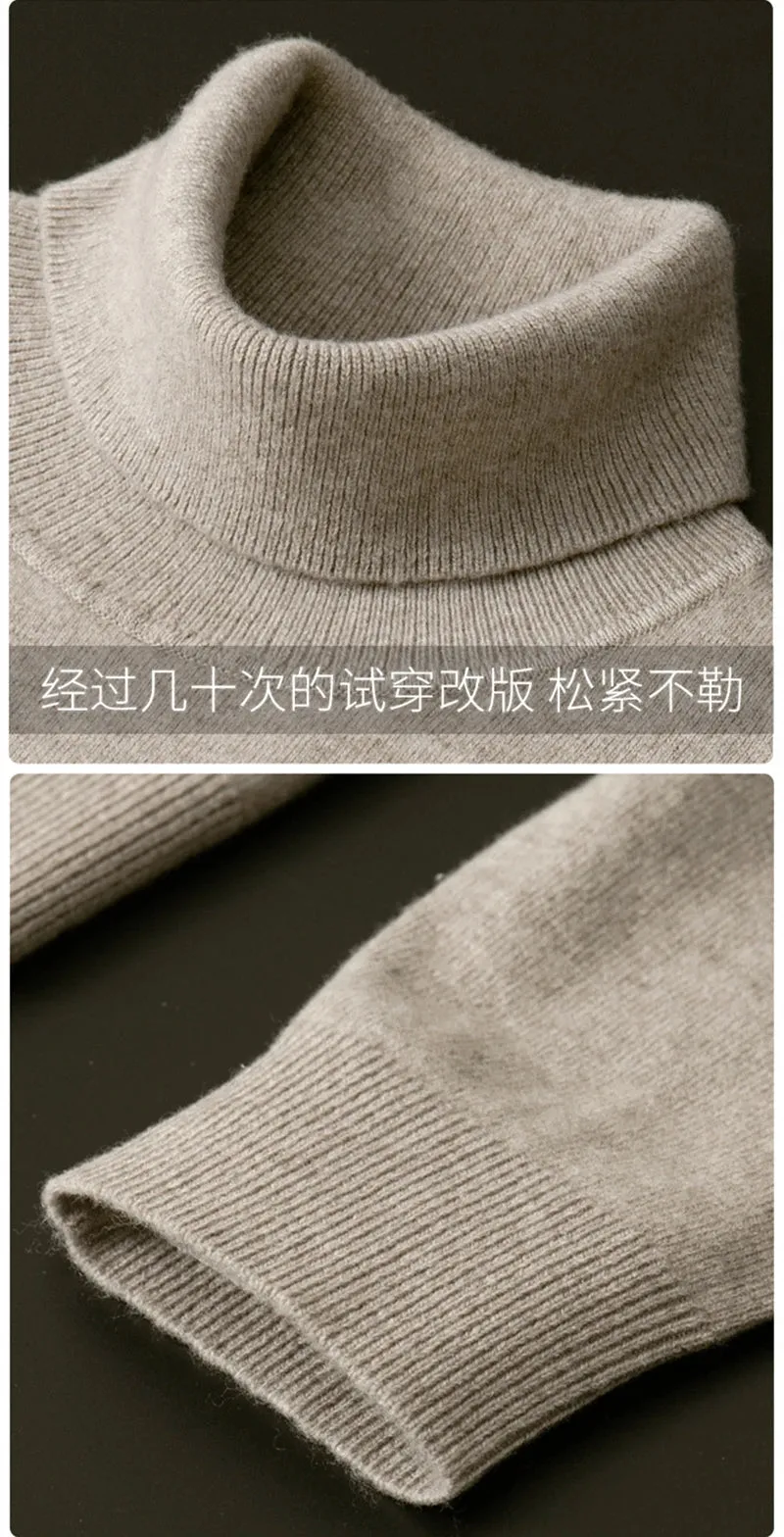 100% Pure Cashmere Wool Turtleneck Sweater