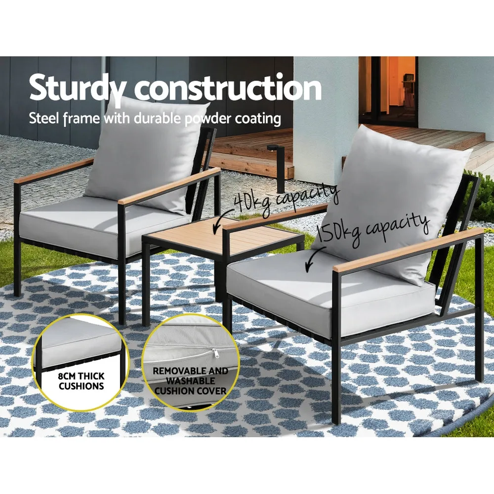 3-Piece Outdoor Furniture Lounge Bistro Set for Patio