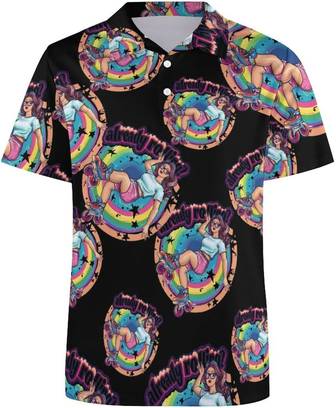Active Roller Skating Rolling Mens Polo Shirts Quick Dry Short Sleeve T-shirts Slim Tennis Collared Tees Tops