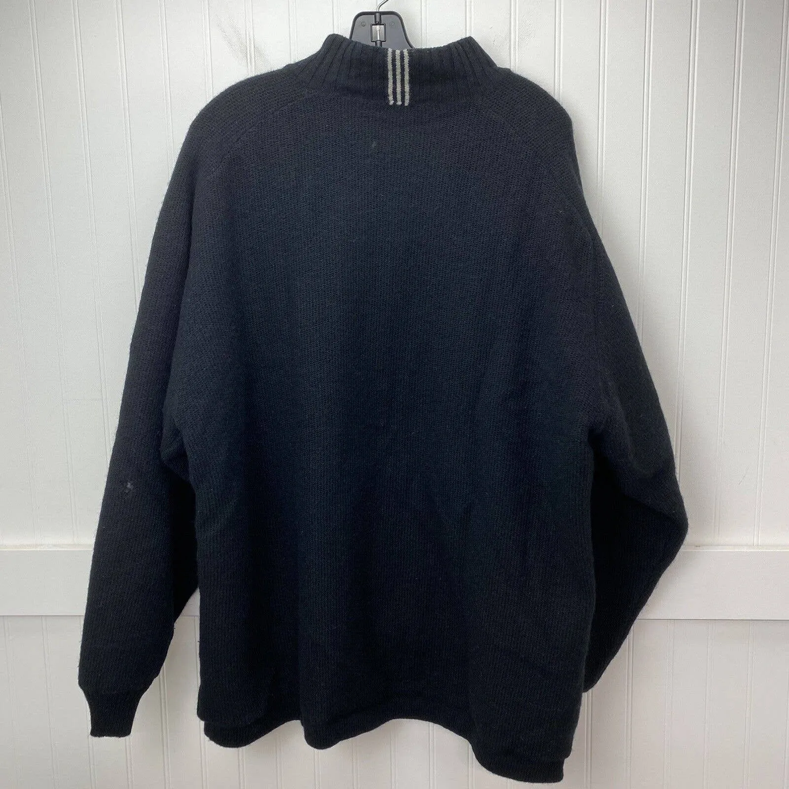 Adidas Wool Sweater Mens XLarge Zip Pullover Black Lined Heavy Thick XL *Flaw