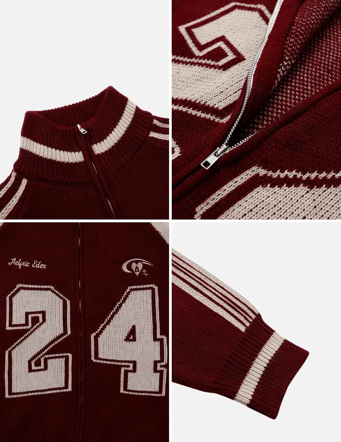 Aelfric Eden Cardigan Sweaters for Women Full Zip Oversized Cardigans 2024 Contrast Color Knit Sweater Coat