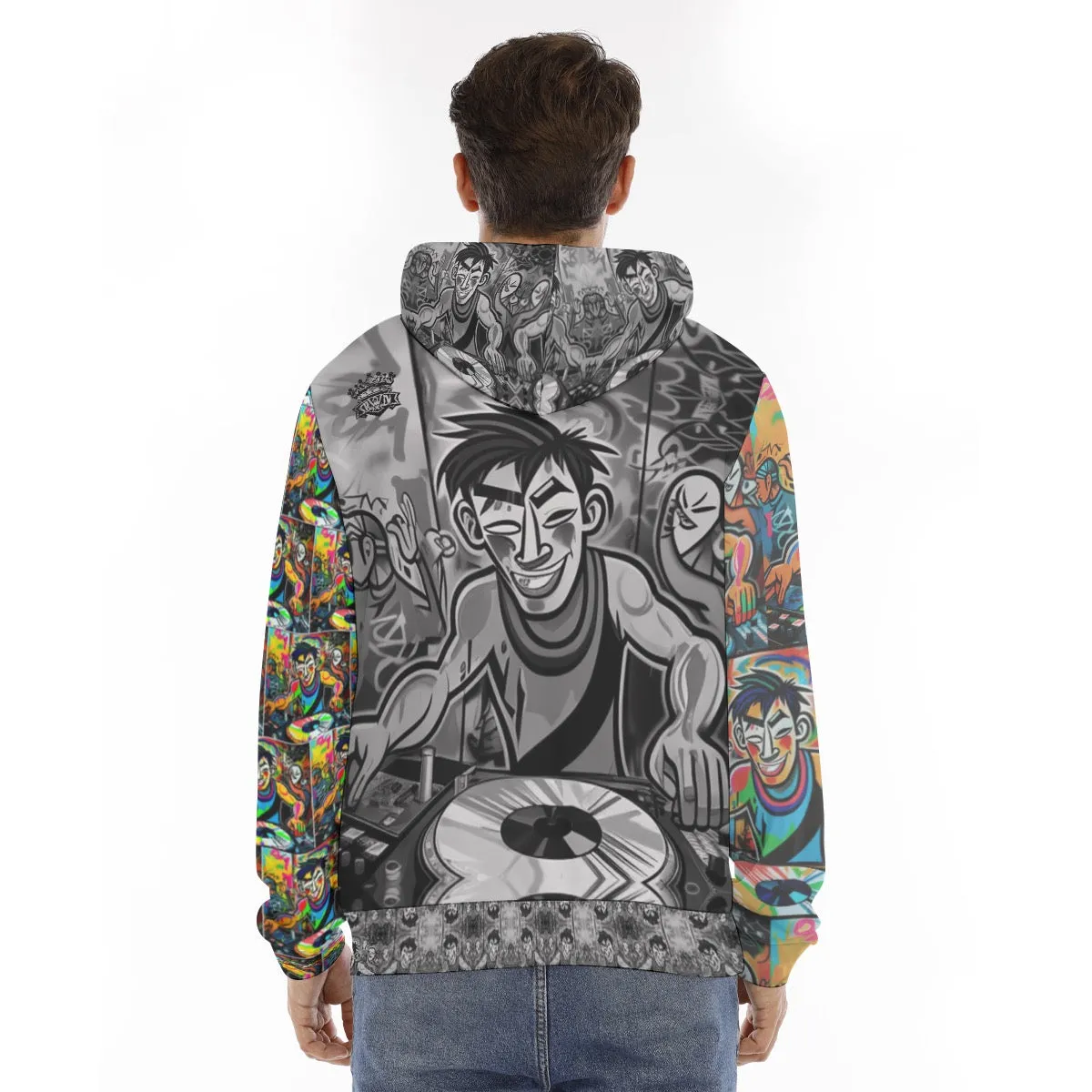 All-Over Print Men's Hoodie With Placket Double Zipper DJ Music Got Mad print