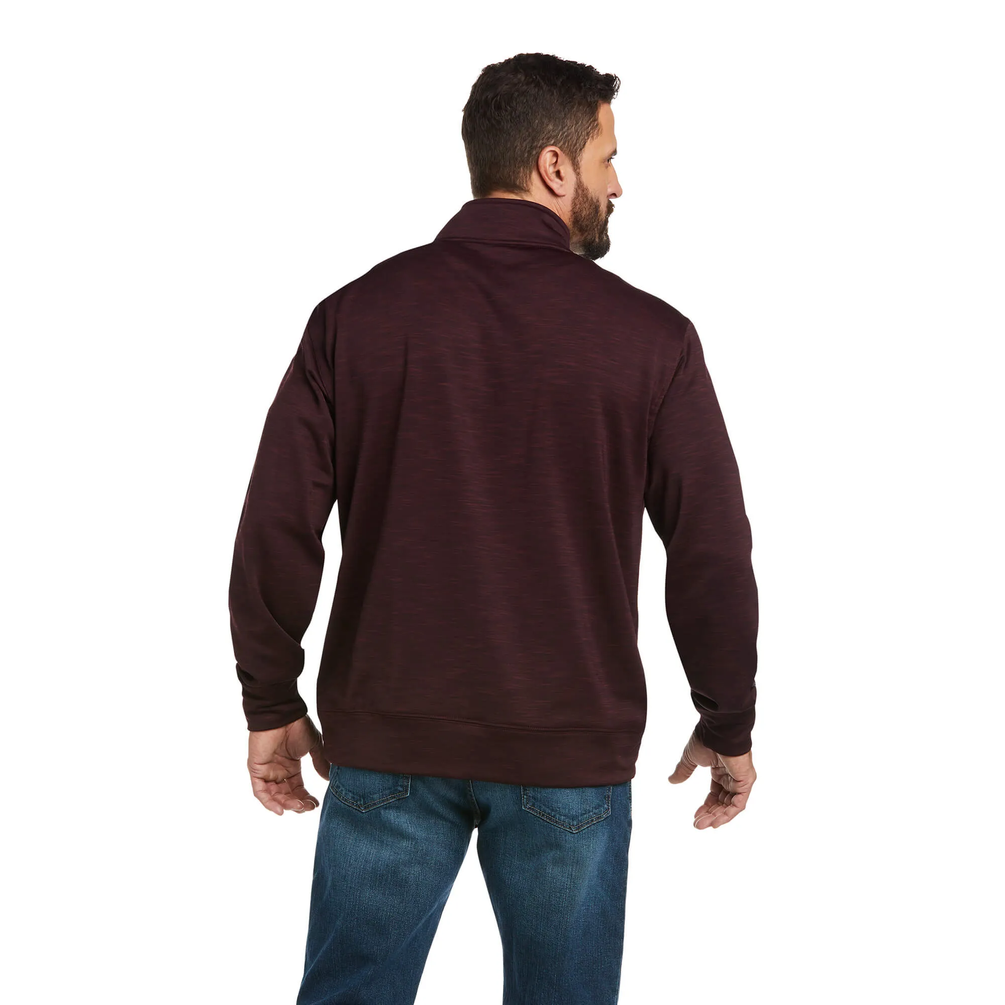 Ariat Men's Team Logo Malbec & Mid Grey 1/4 Zip Sweatshirt 10037540