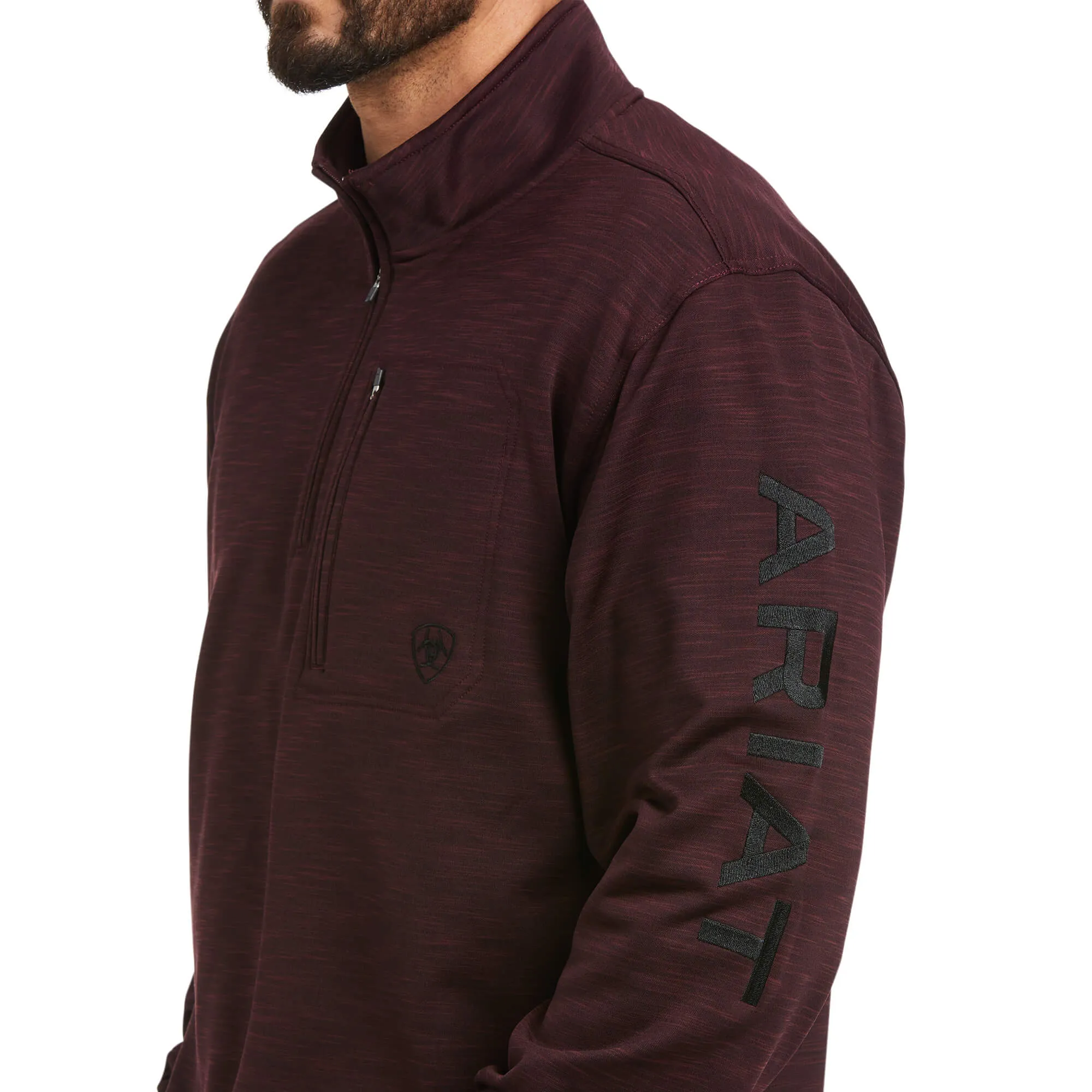 Ariat Men's Team Logo Malbec & Mid Grey 1/4 Zip Sweatshirt 10037540