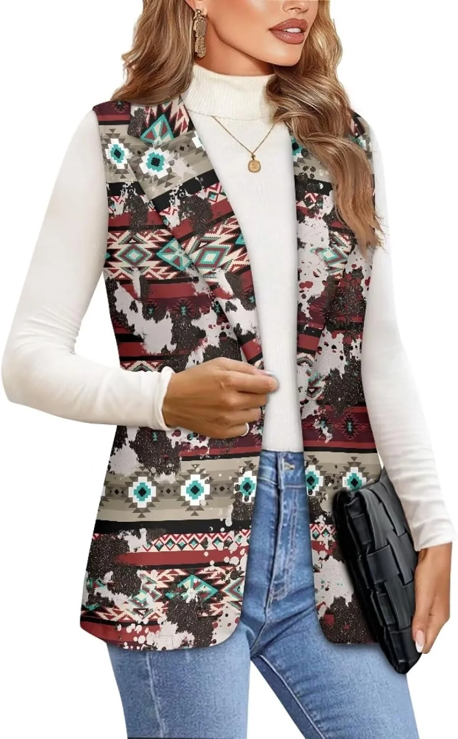 Aztec Vest Women,Western Vest For Women,Women Suit Vest,Sleeveless Blazers,S-5XL