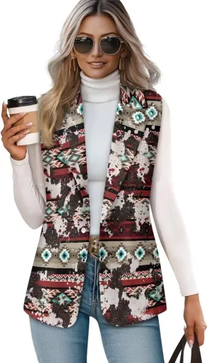 Aztec Vest Women,Western Vest For Women,Women Suit Vest,Sleeveless Blazers,S-5XL