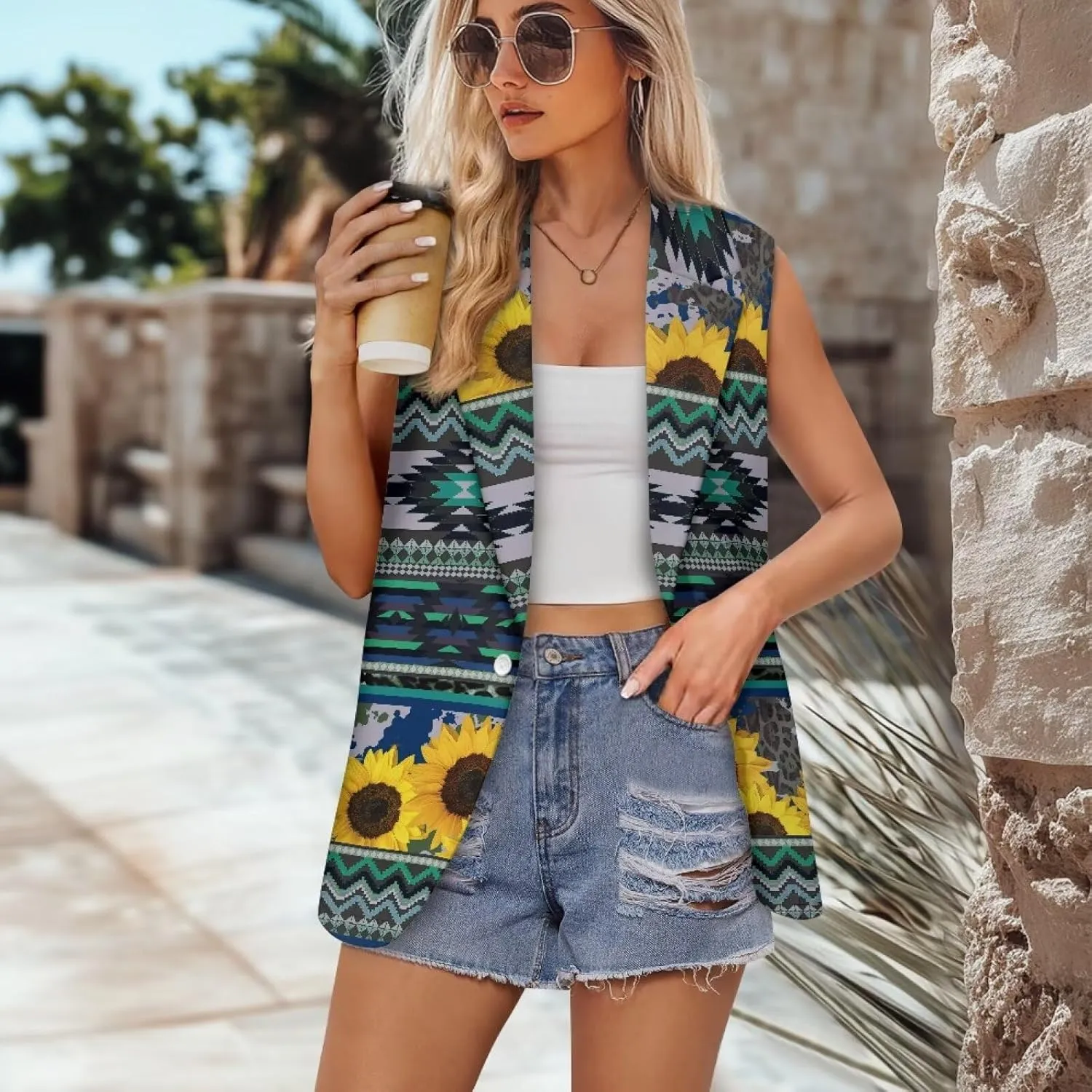 Aztec Vest Women,Western Vest For Women,Women Suit Vest,Sleeveless Blazers,S-5XL