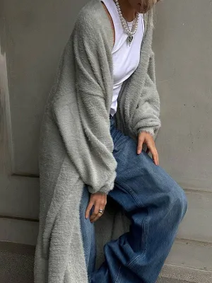Balloon Sleeve Chunky Knitted Cardigan