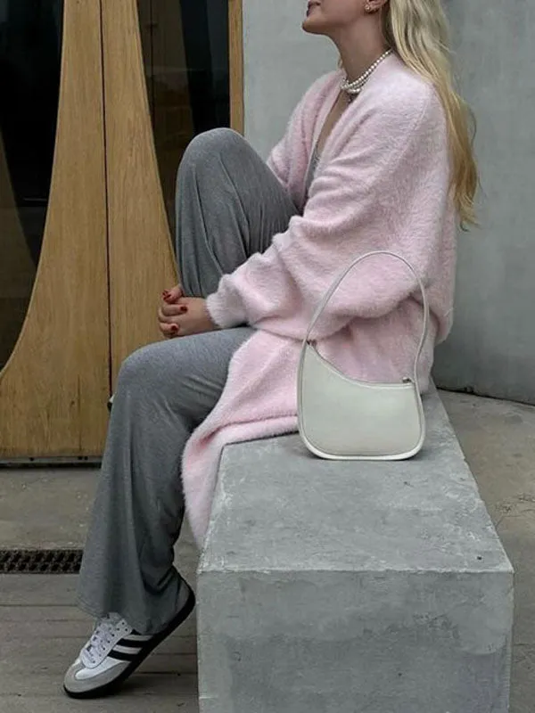 Balloon Sleeve Chunky Knitted Cardigan