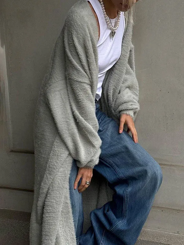 Balloon Sleeve Chunky Knitted Cardigan