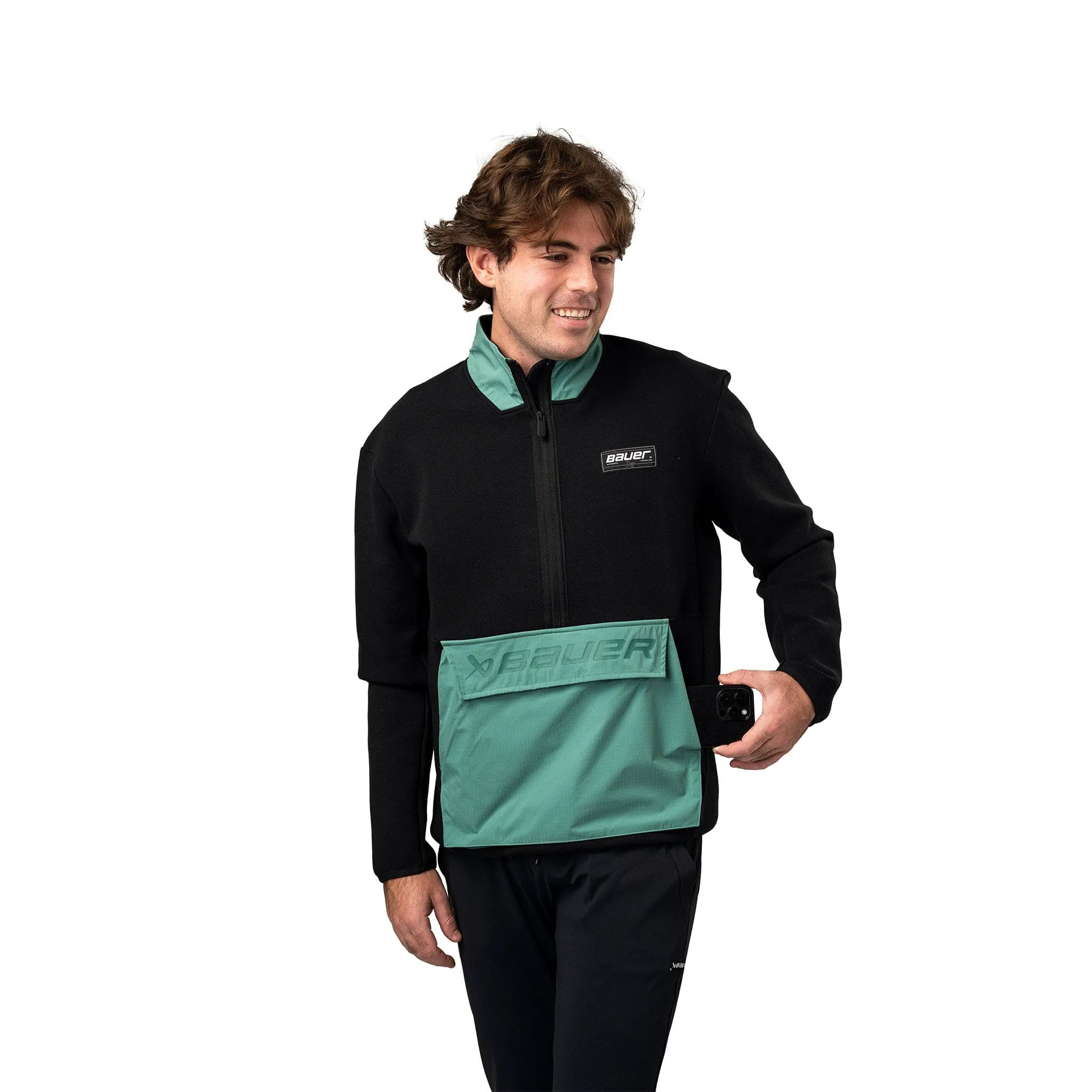 Bauer Knit Mix Half Zip - Black/Teal