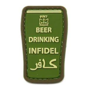 Beer Drinking Infidel Cup Patch Green