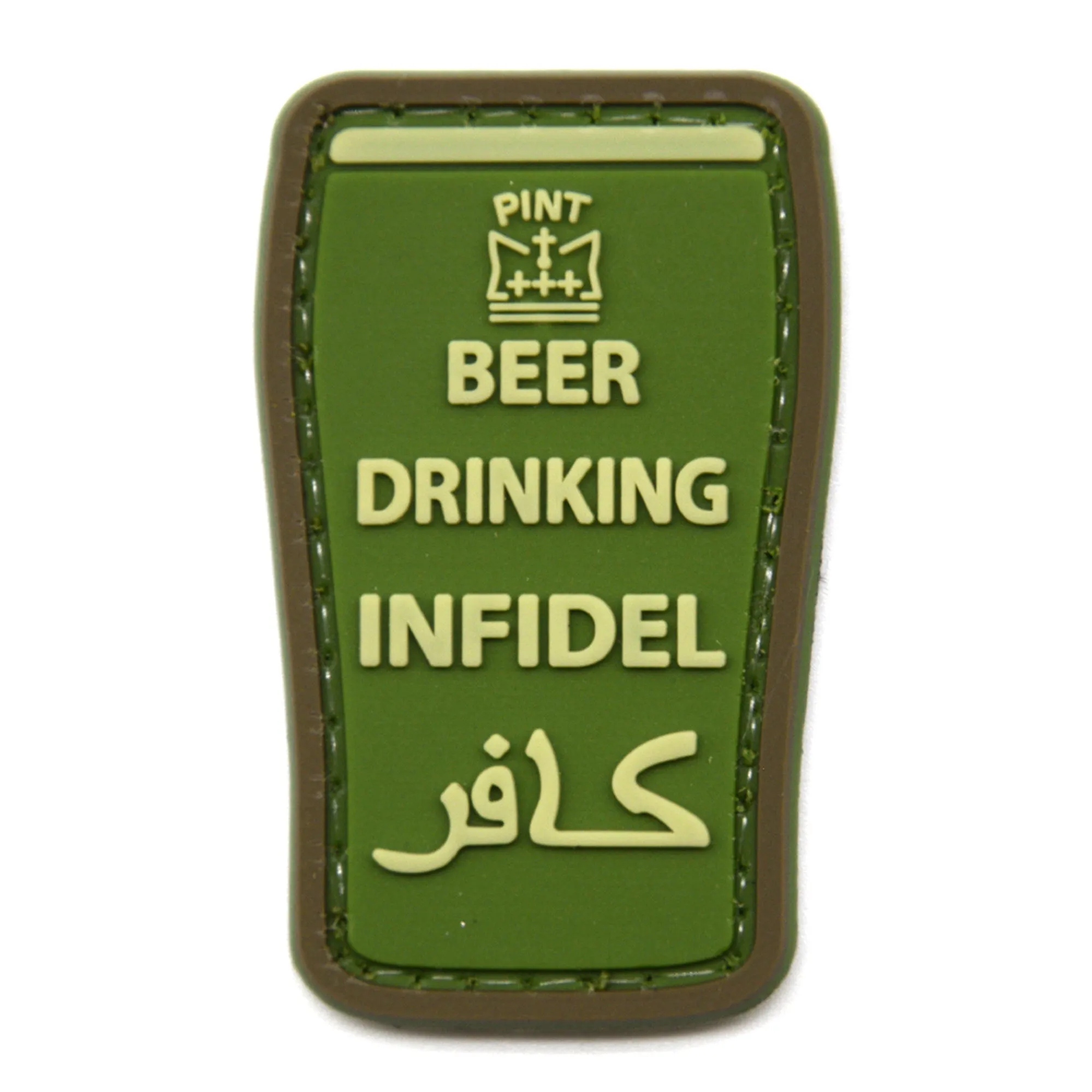 Beer Drinking Infidel Cup Patch Green