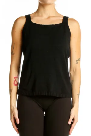 Black Cotton Sleeveless Tank Top