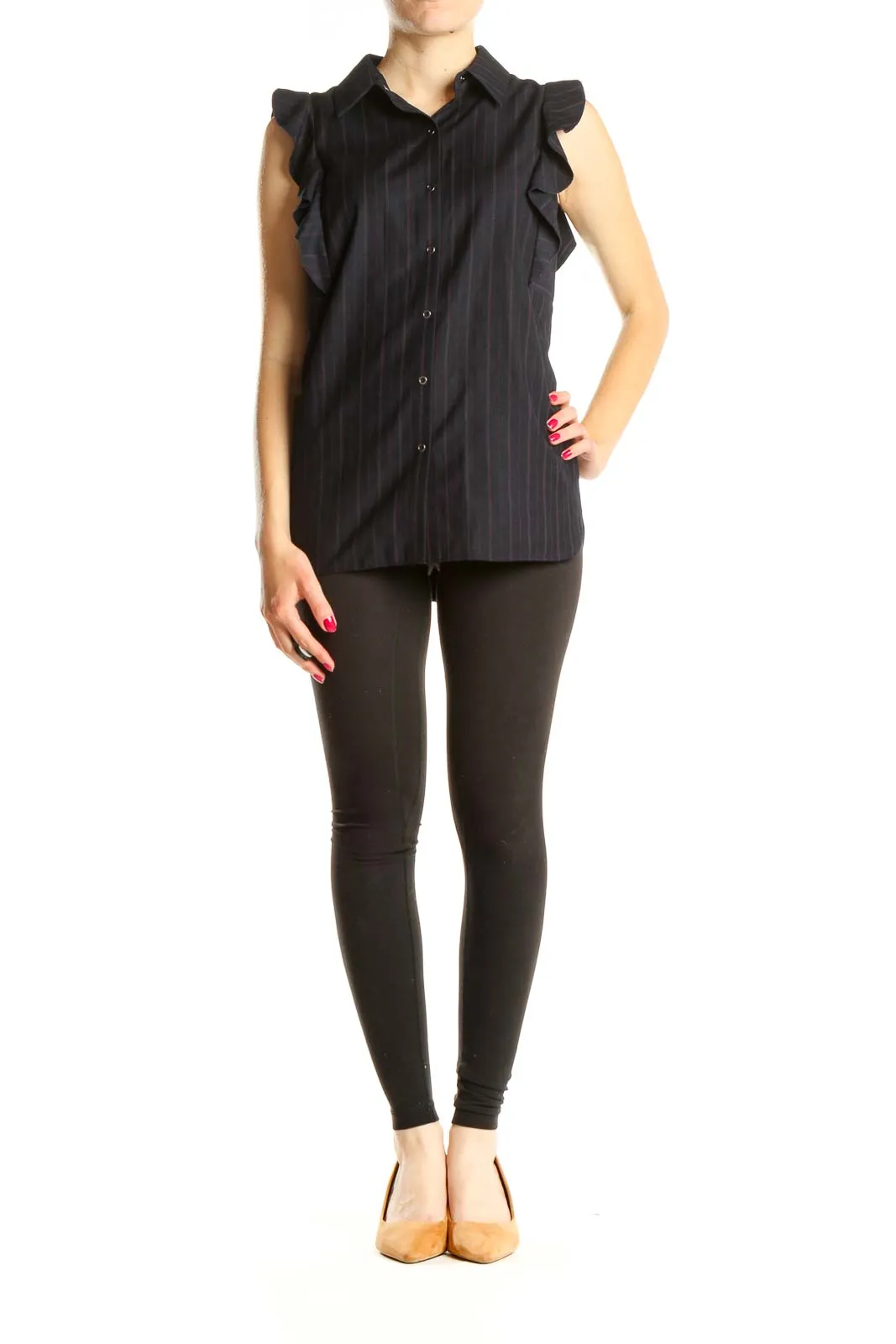Black Striped Chic Structured Blouse