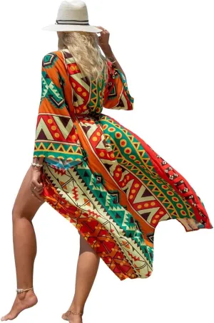 Bsubseach Beach Cover Ups for Women 2025 Kimonos Robe Cardigans Long Beach Dress Swimsuit Cover Up with Belt