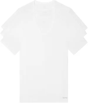 Calvin Klein Men's Undershirts Cotton Classics 3 Pack Slim Fit V Neck Tshirts, White, X-Large