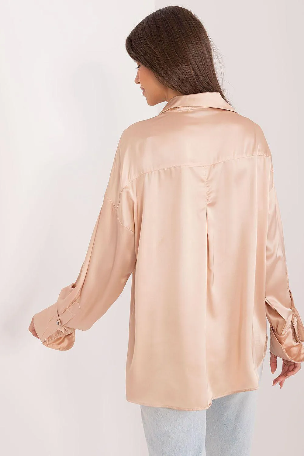 Chic Long Sleeve Satin Shirt with Pocket Detail