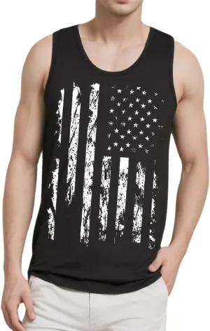 CM-Kid Men's Casual American Flag Tank Tops 4th July Independence Day USA Flag Sleeveless T-Shirt Gym Workout Patriotic Tees