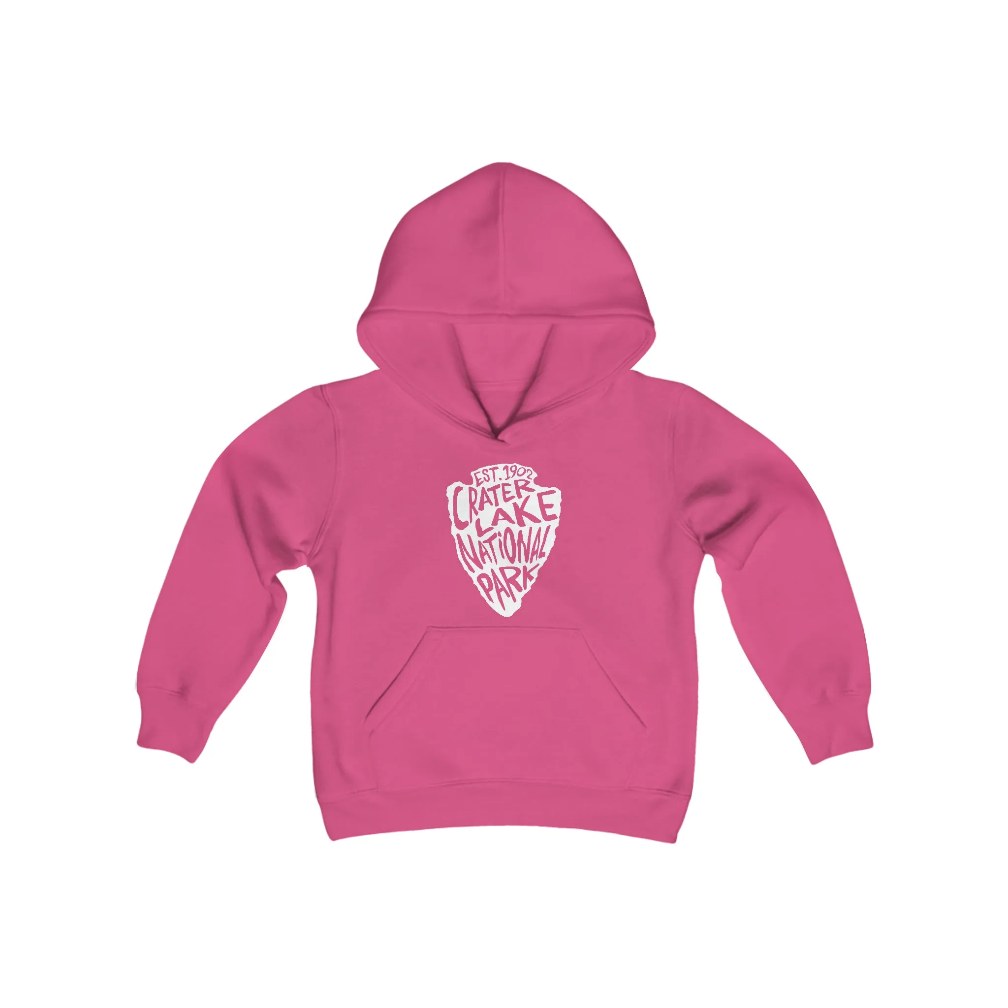 Crater Lake National Park Kids Hoodie - Arrowhead Chunky Text