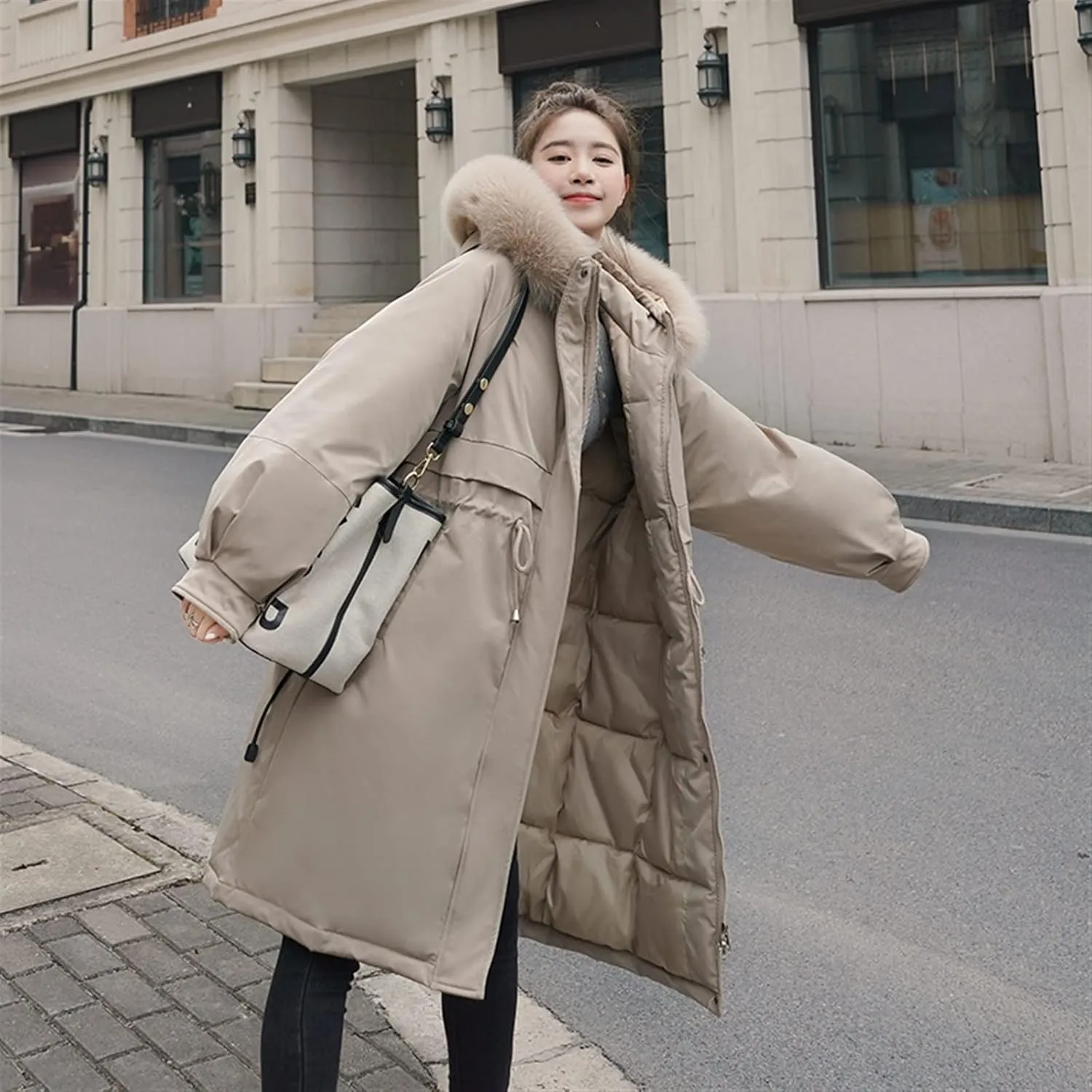 Down jacket women Boutique Winter Long Jackets Streetwear Baggy Thickening Warm Outwear Cotton Padded Coats
