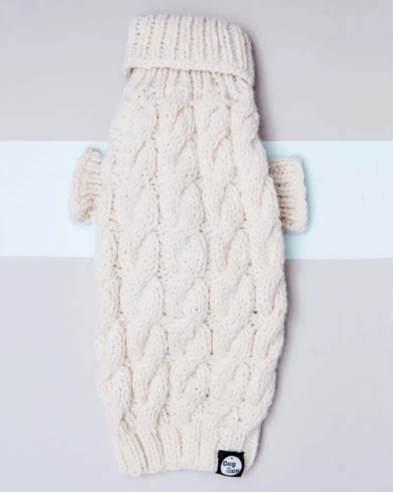 Downtown Roll Neck Dog Sweater in Natural