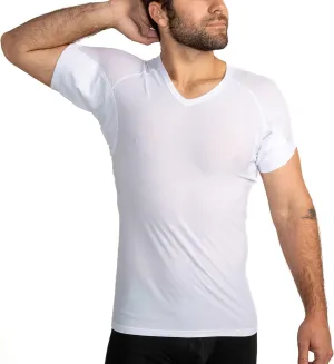 Ejis Mens Ultra Breathable V Neck Sweatproof Undershirt, Anti-Odor with Underarm Sweat Pads, Quick Dry Mens Undershirts