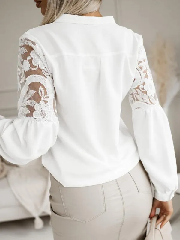 Elegant Lace-Accented Women's Blouse for Every Occasion