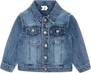 famuka Little Boy Girl White Denim Jacket Unisex Baby Button Down Jeans Coats Cowboy Outerwear