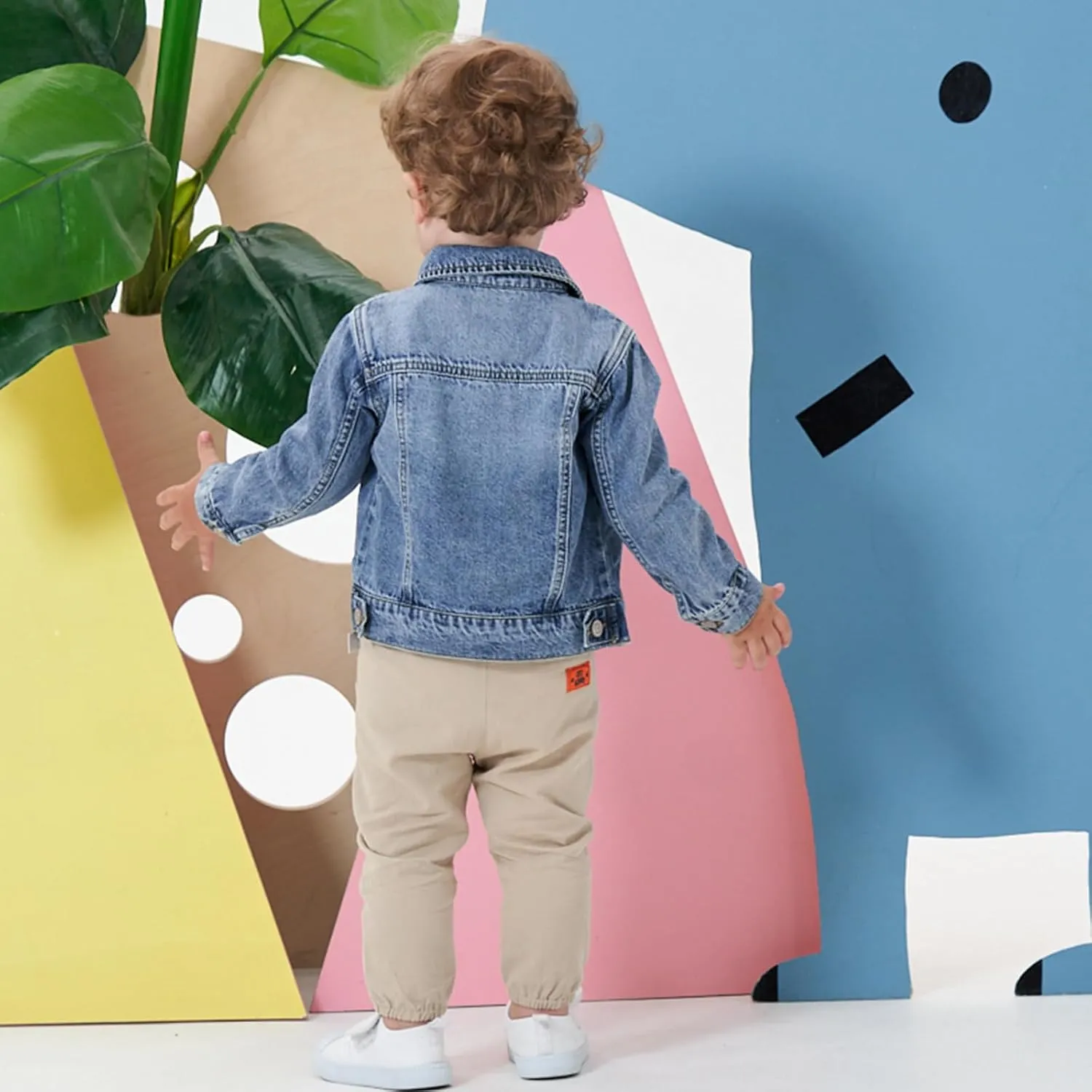 famuka Little Boy Girl White Denim Jacket Unisex Baby Button Down Jeans Coats Cowboy Outerwear