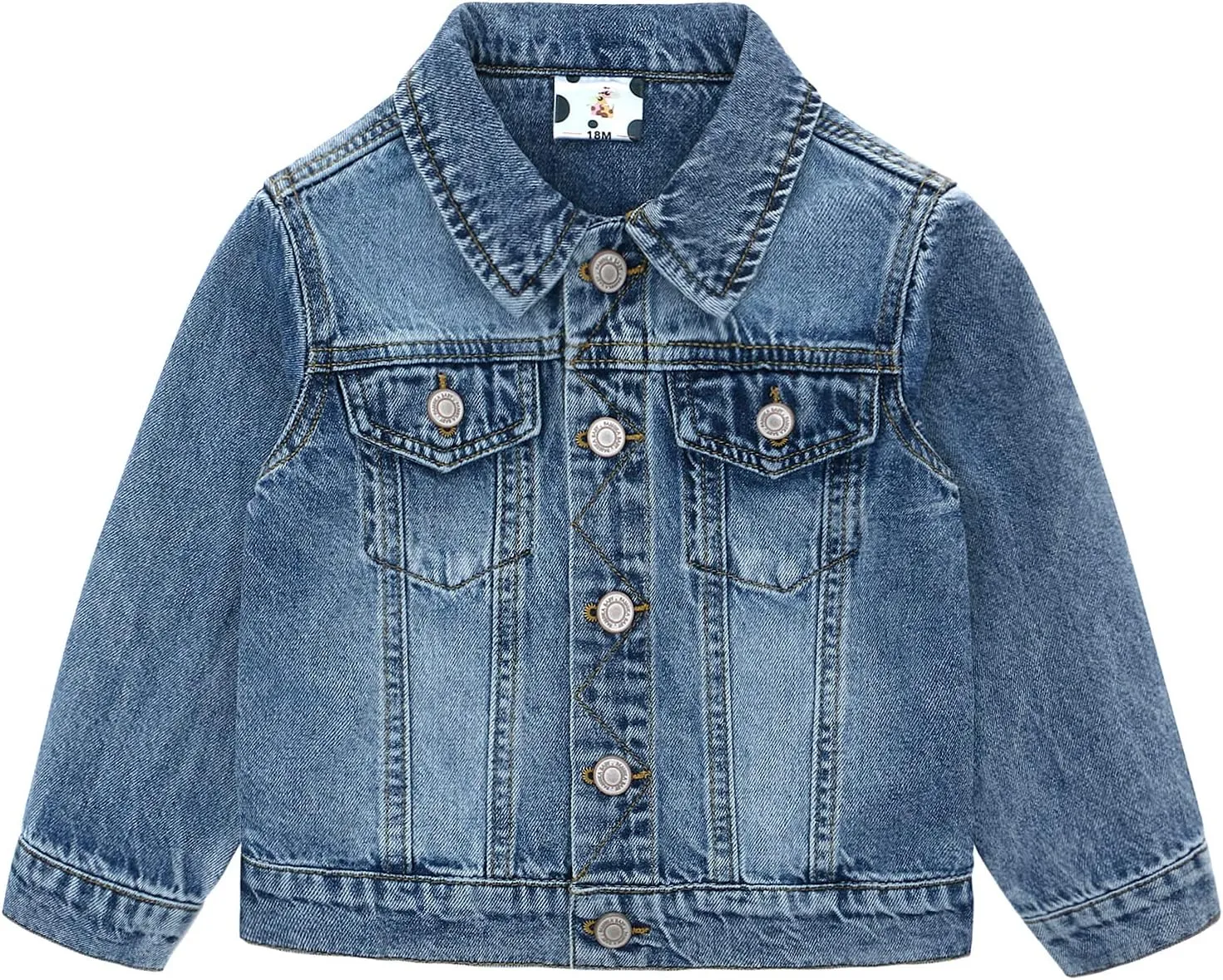 famuka Little Boy Girl White Denim Jacket Unisex Baby Button Down Jeans Coats Cowboy Outerwear