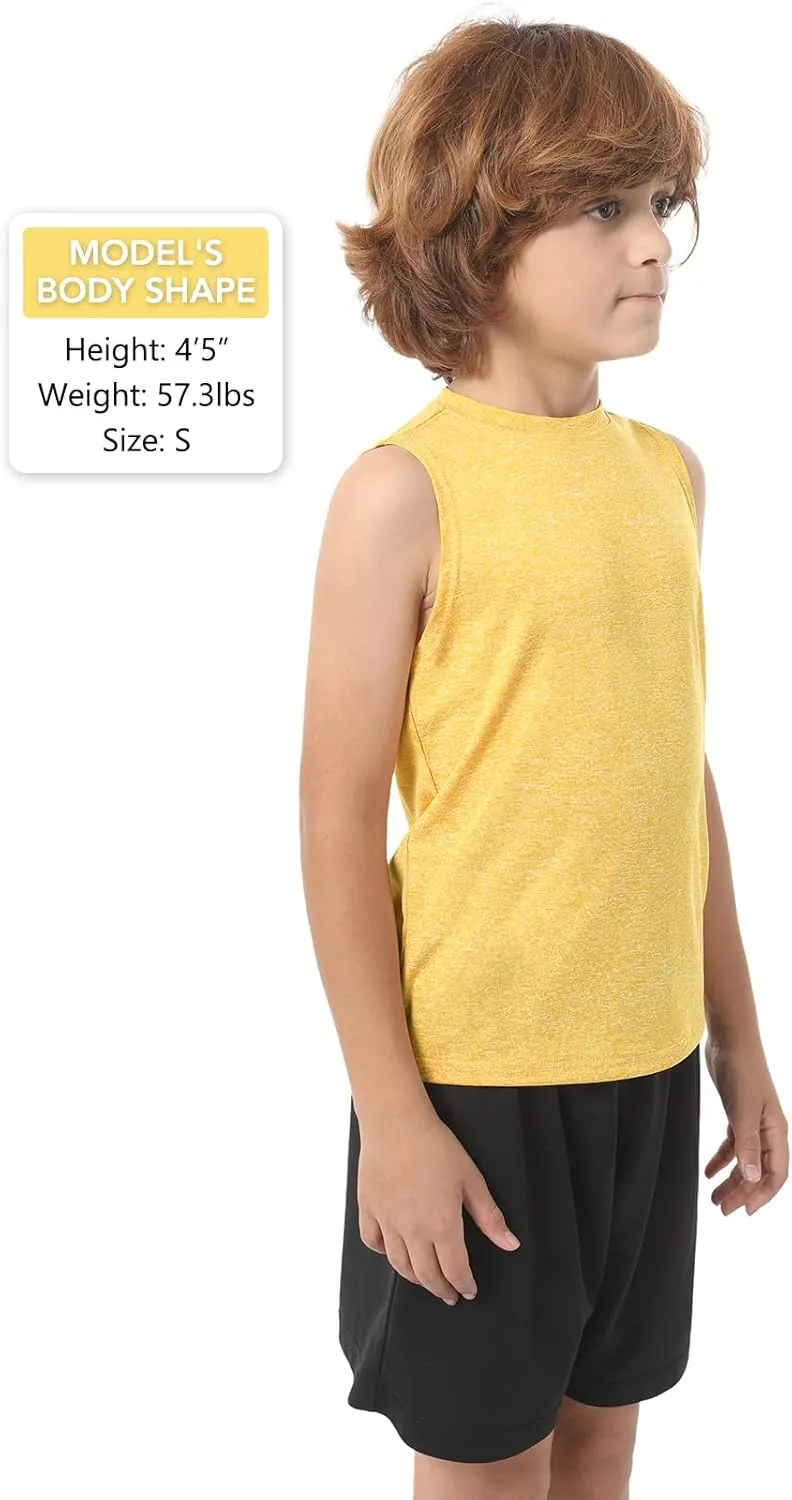Femdouce 5 Pack Boys Workout Sleeveless Tank Tops Athletic Quick Dry Shirt Comfort Tagless Boy Tank Top Undershirts