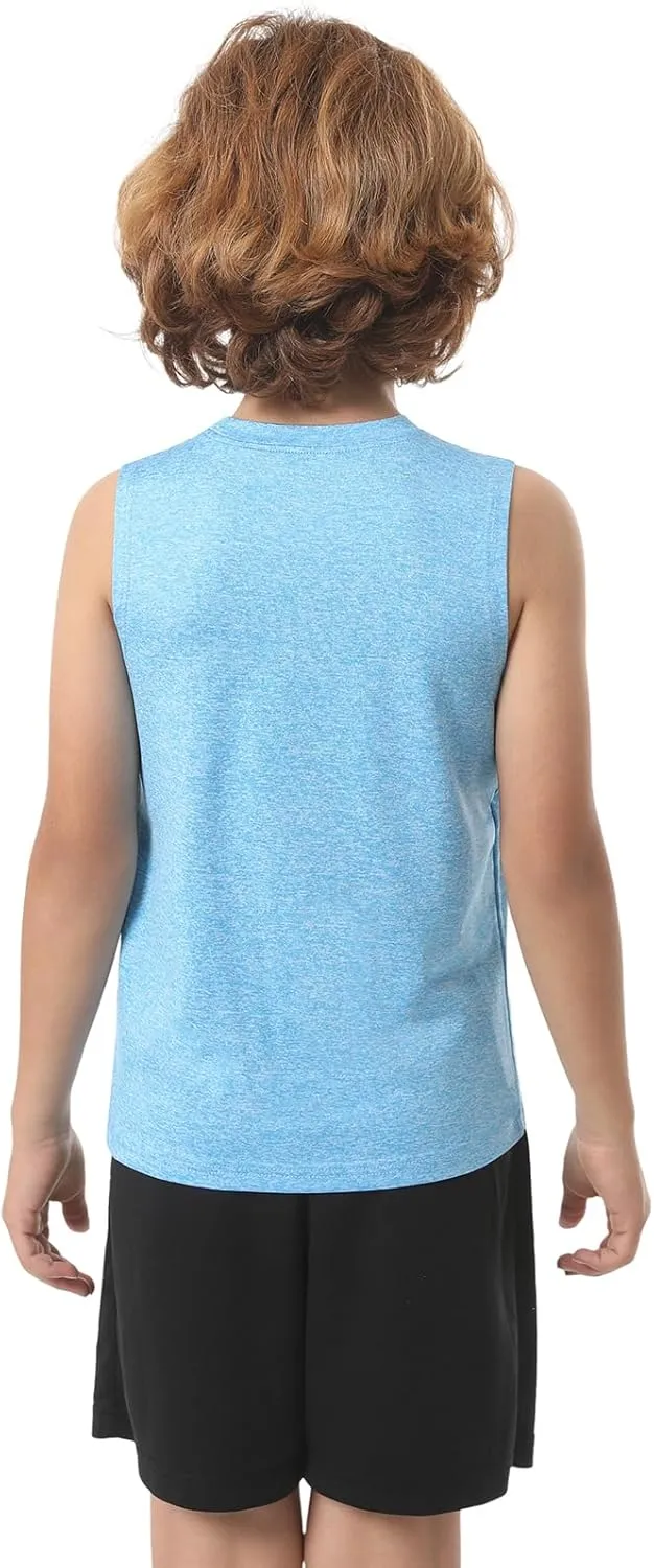 Femdouce 5 Pack Boys Workout Sleeveless Tank Tops Athletic Quick Dry Shirt Comfort Tagless Boy Tank Top Undershirts