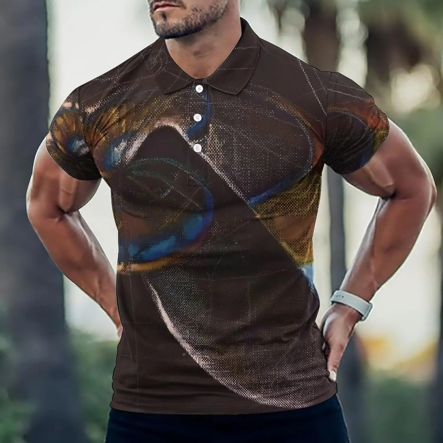 Fibonacci on A Nautilus Shell Mens Polo Shirts Quick Dry Short Sleeve T-shirts Slim Tennis Collared Tees Tops