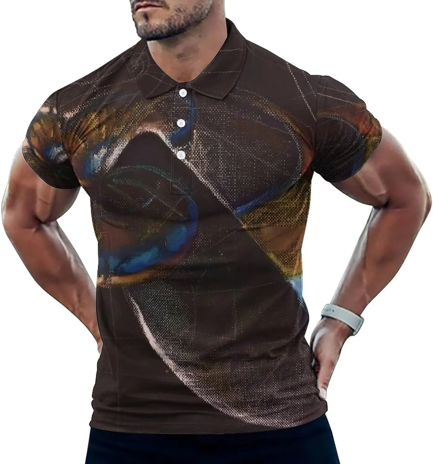 Fibonacci on A Nautilus Shell Mens Polo Shirts Quick Dry Short Sleeve T-shirts Slim Tennis Collared Tees Tops