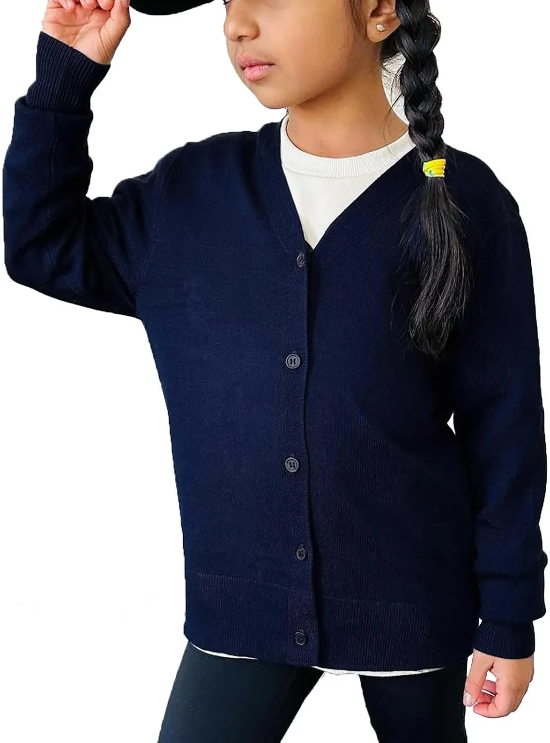 Girls' Cardigan Sweaters Button Up School Uniform Knit Cardigan for Girls