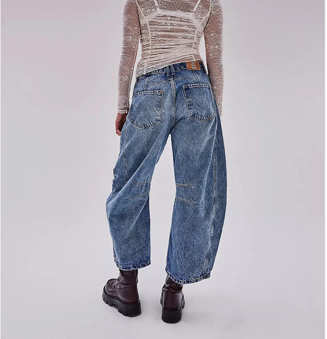 Good Luck mid rise barrel jean