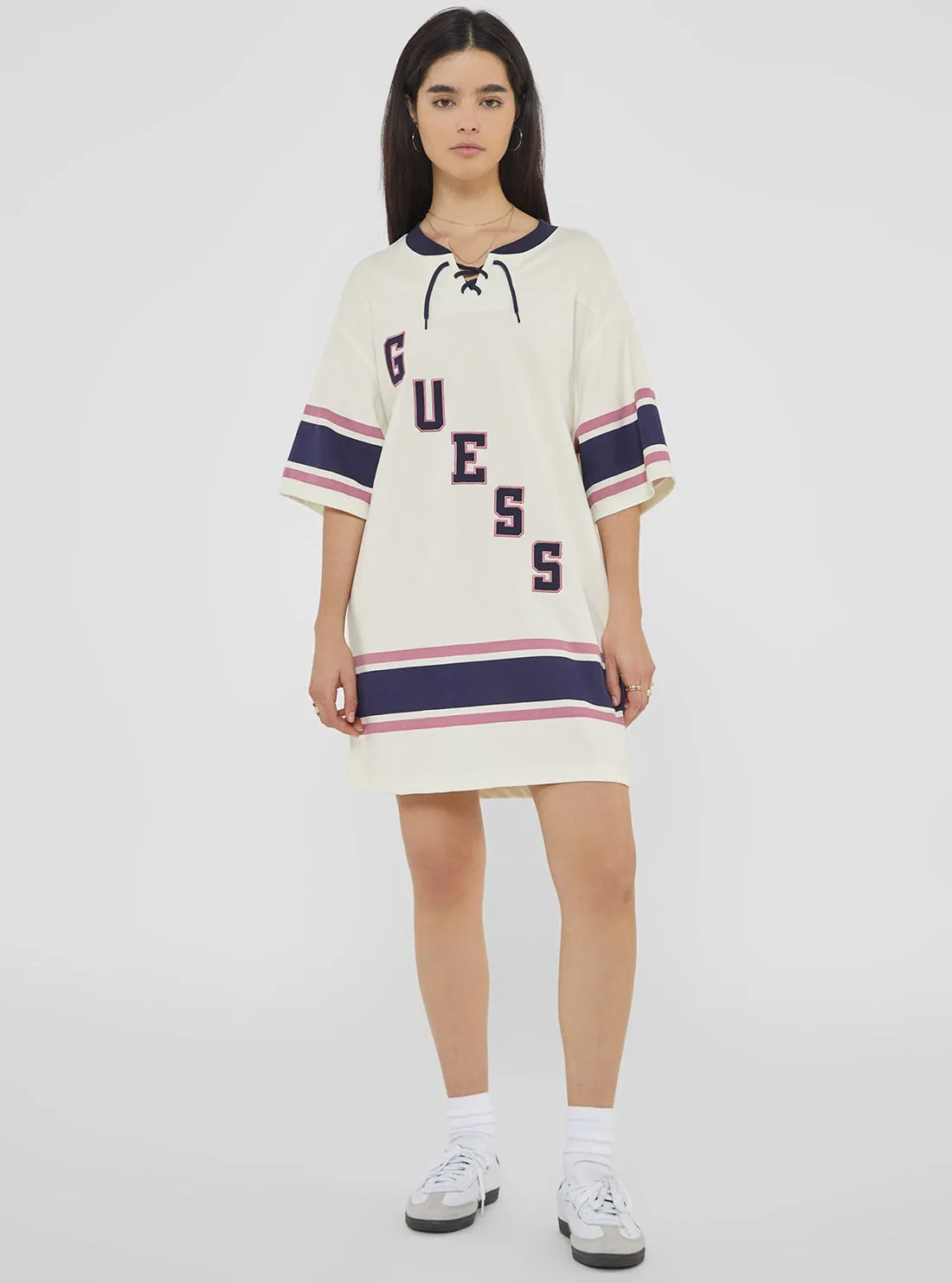Guess Originals Beige Hockey Jersey Mini Dress