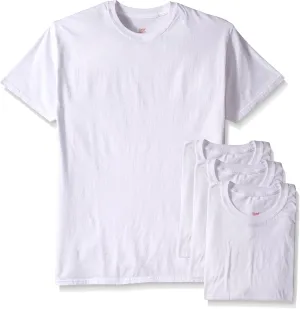 Hanes Men's 5Pack Crew Neck Tagless White Undershirts Crewneck T-Shirts, L