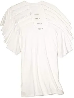 Hanes Men's 6Pack Crew Neck Tagless White Undershirts Crewneck T-Shirts, M