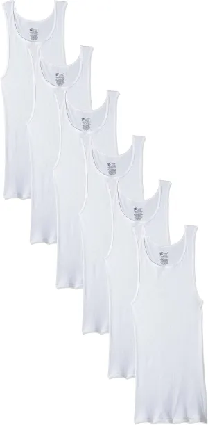 Hanes Men's FreshIQ TAGLESS ComfortSoft White Undershirt 6-Pack (White)