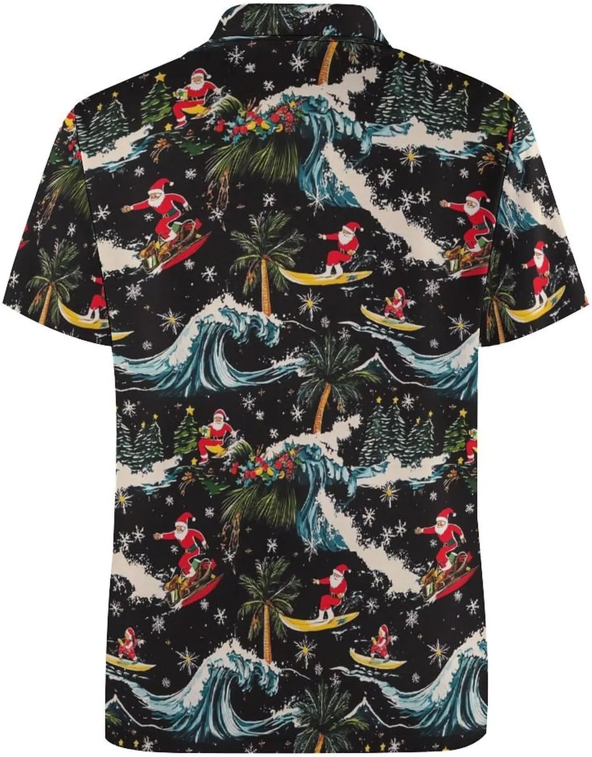 Hawaii Santa Surf Ski Palm Trees Mens Polo Shirts Quick Dry Short Sleeve T-shirts Slim Tennis Collared Tees Tops