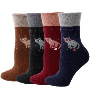 HEART KITTY EXTRA THICK AND WARM WOMEN'S WOOL SOCKS