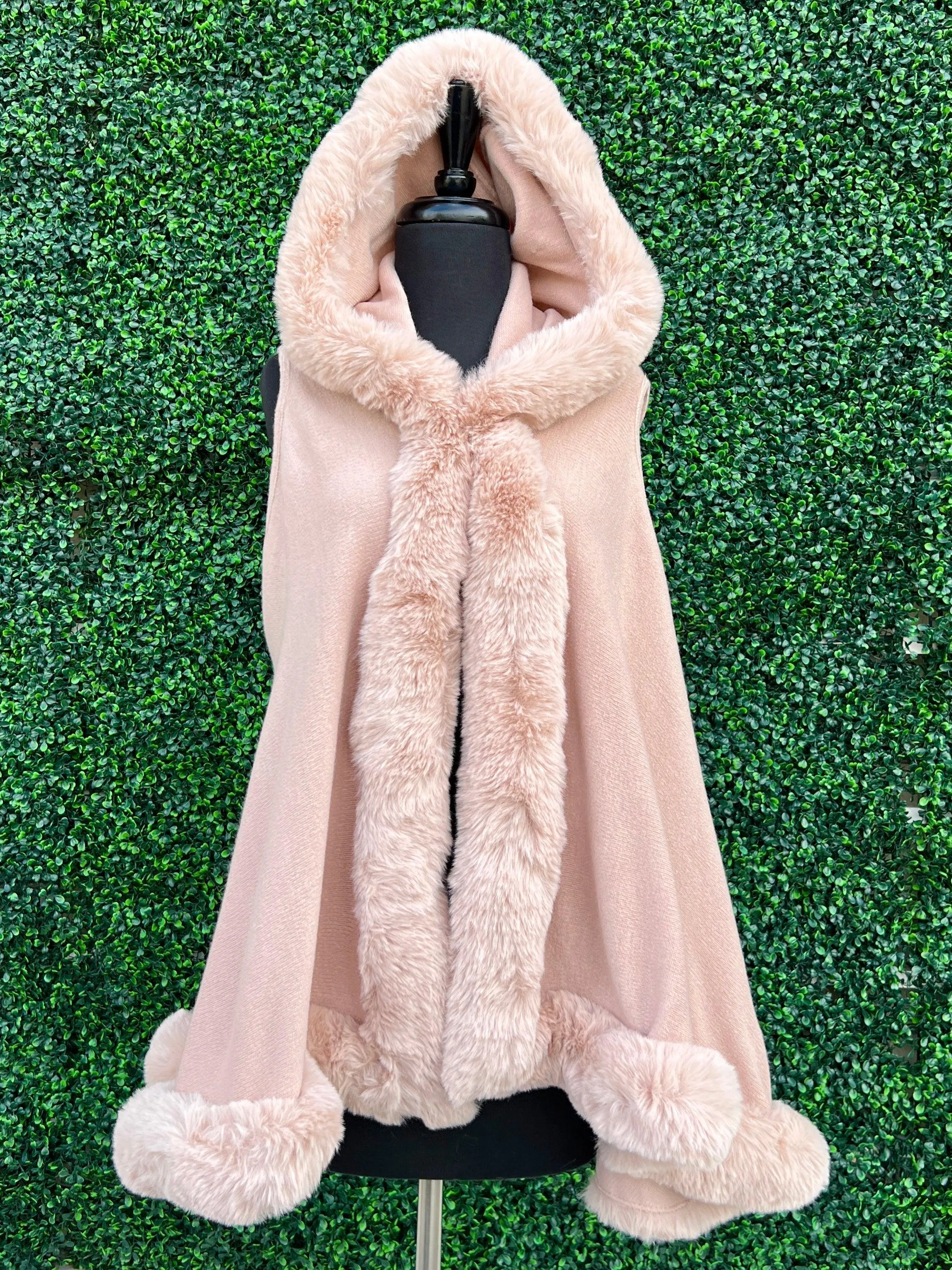 Hooded Faux Fur Swing Vests