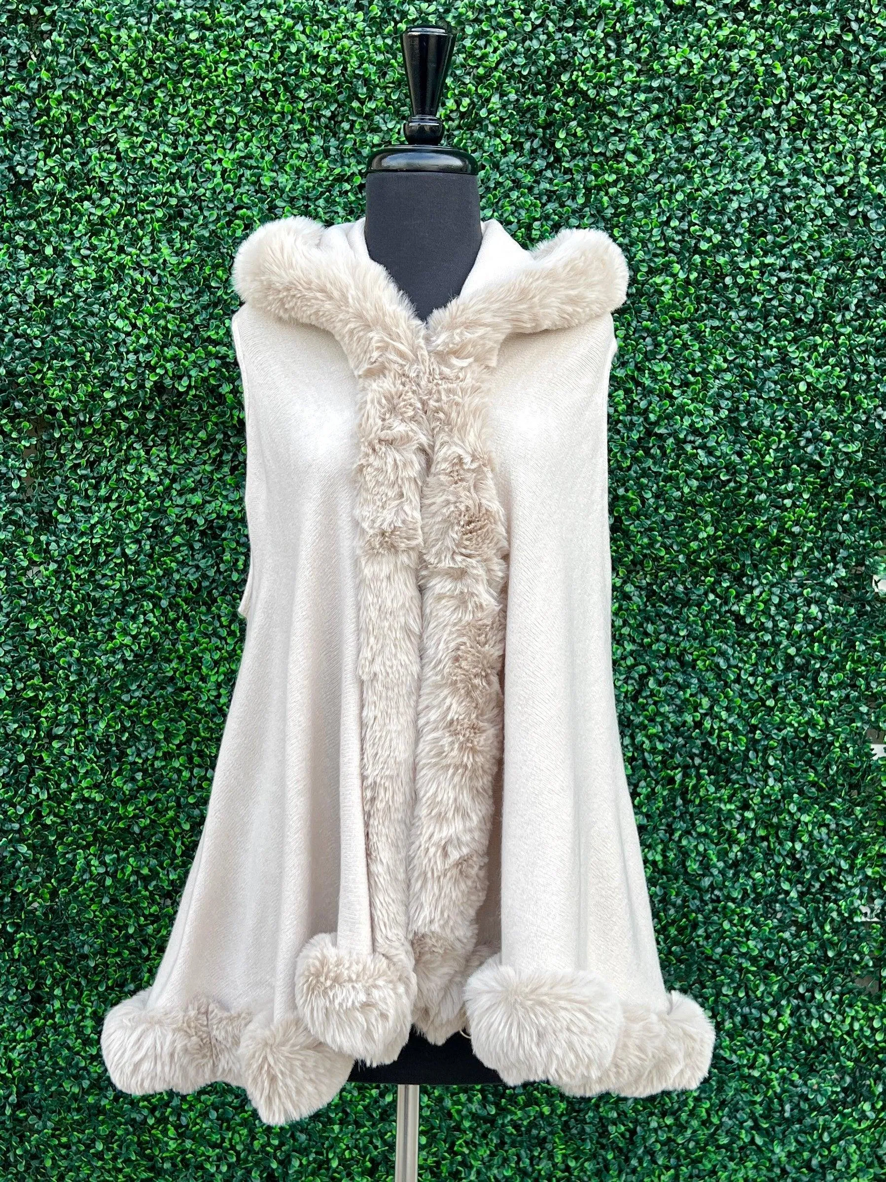 Hooded Faux Fur Swing Vests