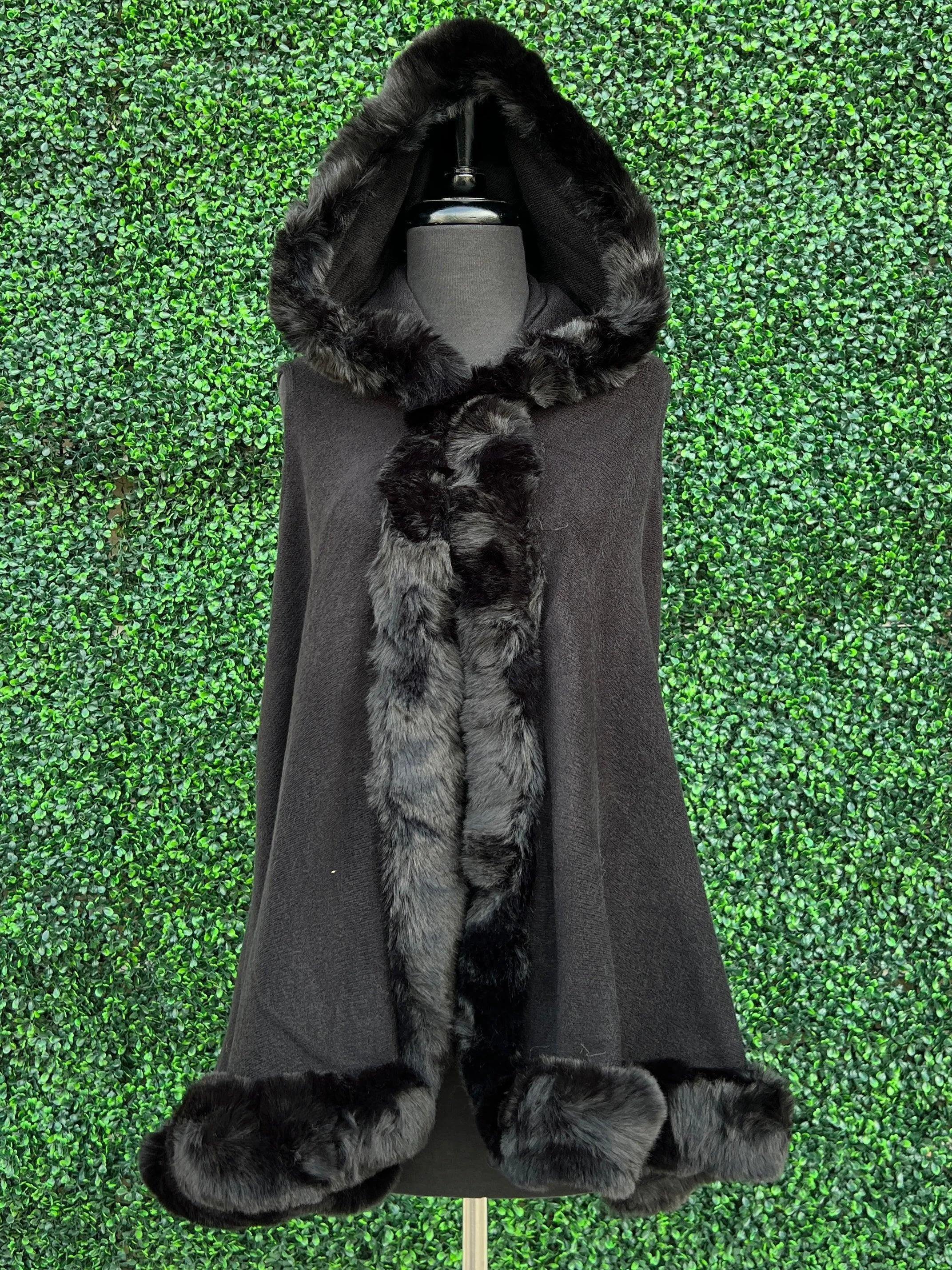 Hooded Faux Fur Swing Vests