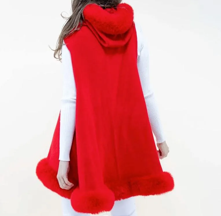 Hooded Faux Fur Swing Vests