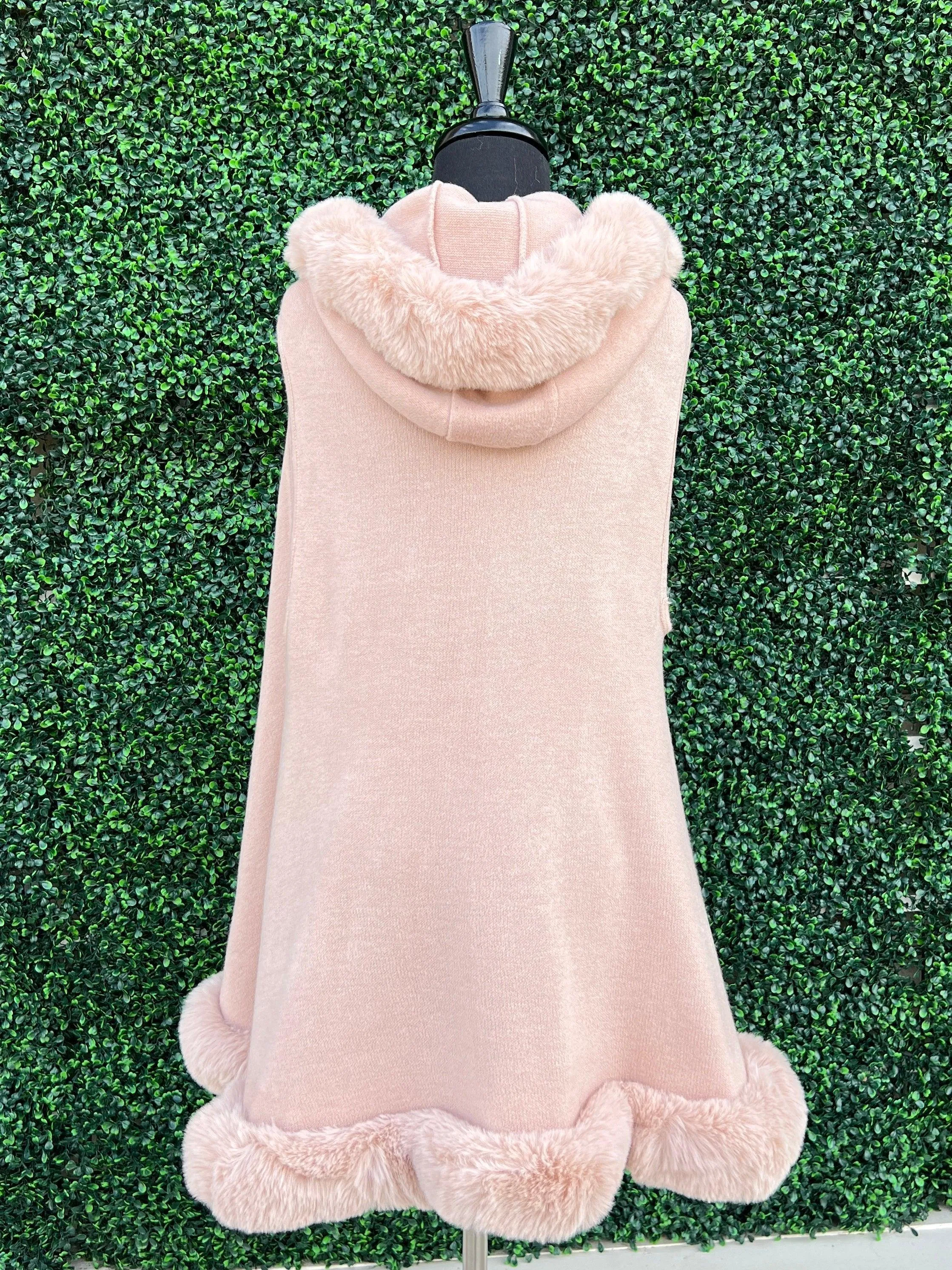 Hooded Faux Fur Swing Vests