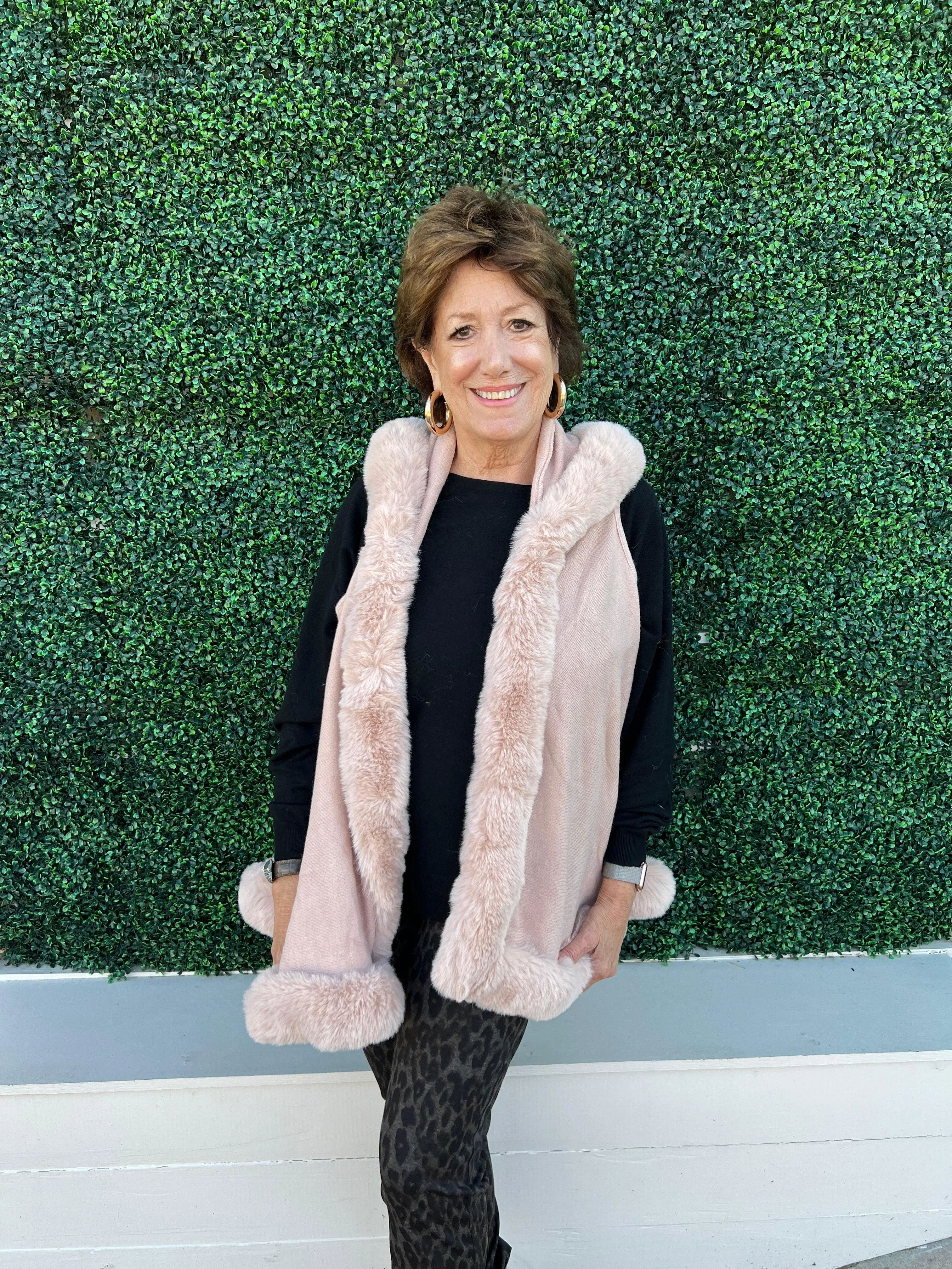 Hooded Faux Fur Swing Vests